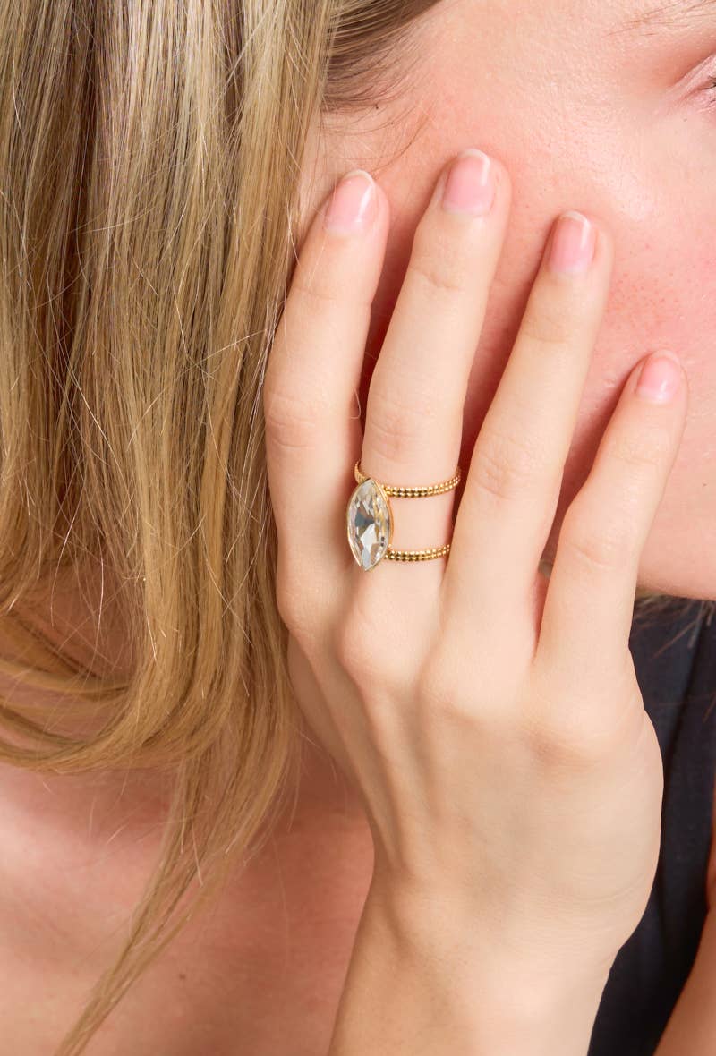 Bague Avec Pierre Coloré En Acier Inoxydable 424RX82
