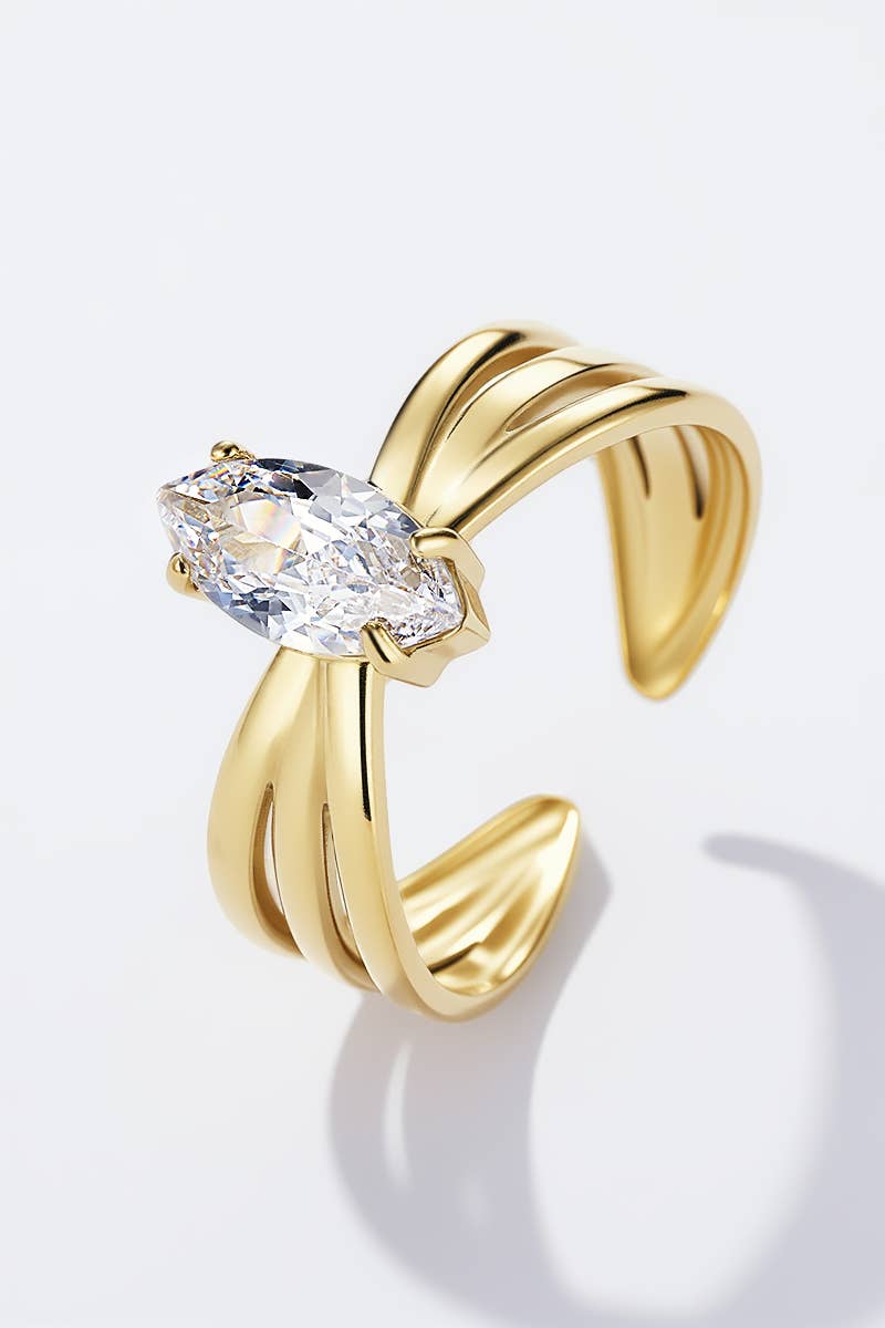 Bague avec pierre strasse en acier inoxydable 424RX18