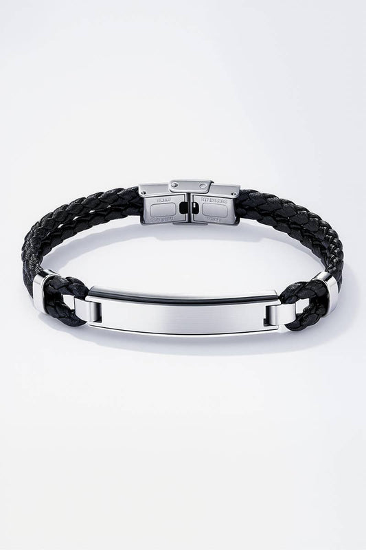 Bracelet en cuir et en acier inoxydable 324OP71