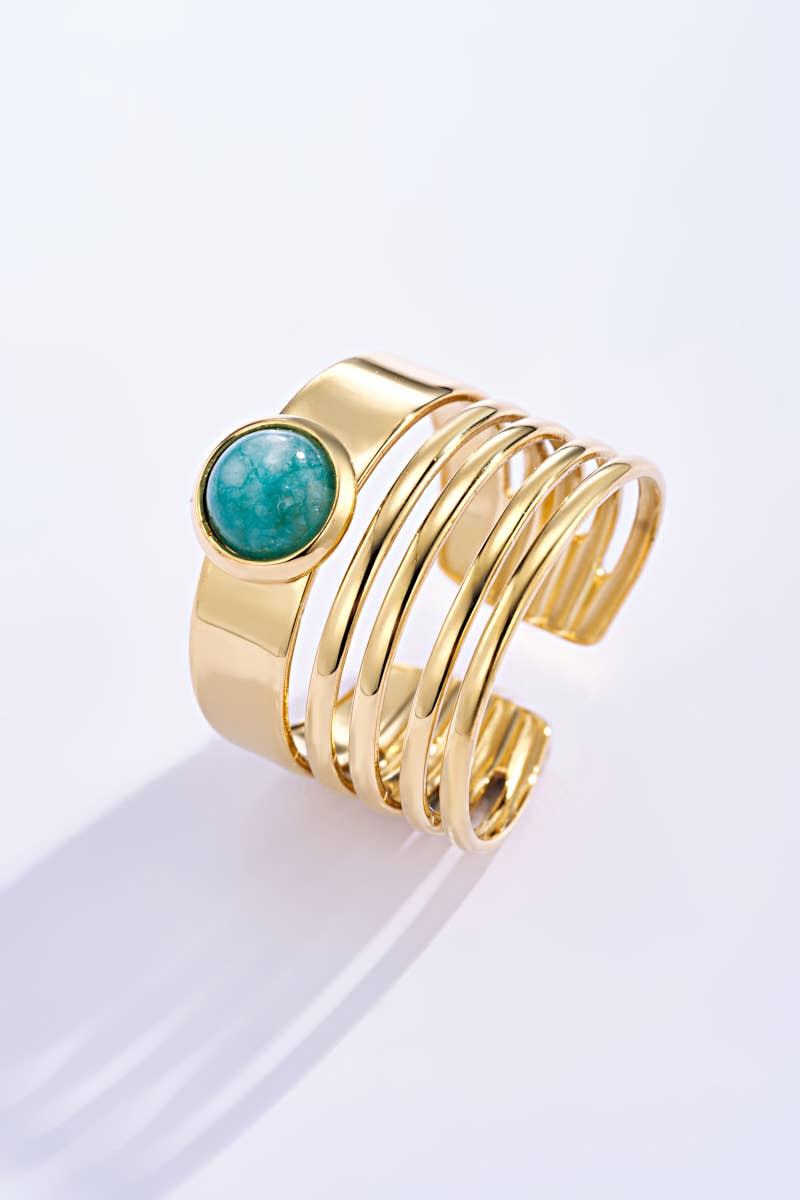 Bague avec pierre coloré en acier inoxydable 424RX108