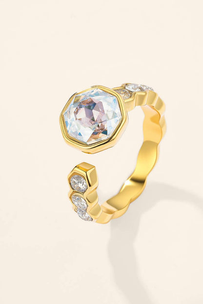 Bague géométrique zircon en acier inoxydable 424AQ385