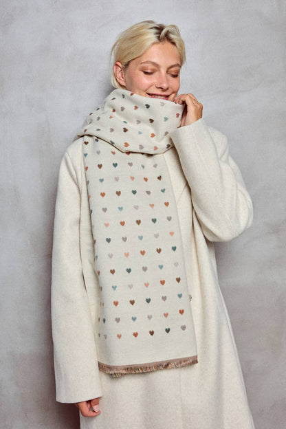 Reversible heart pattern scarf FL209DF