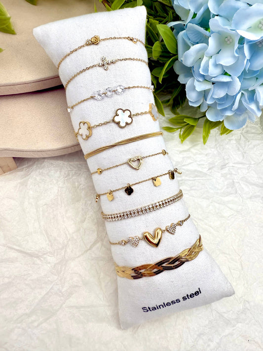 Set 10 bracelets en acier inoxydable sans présentoir SET339