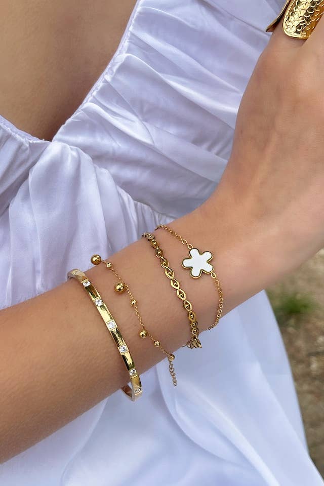 Bracelet jonc strassés en acier inoxydable 324AQ33