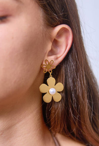 Boucles d'oreilles fleurs en acier inoxydable 124YC34