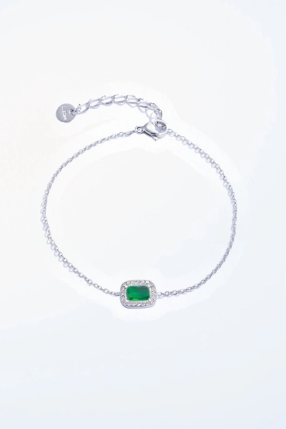 Thin stainless steel bracelet with stone 324AQ04N05