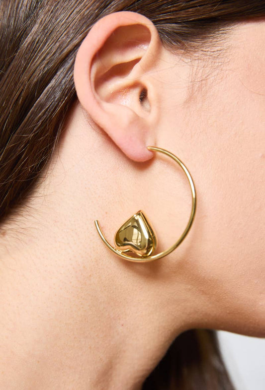 Boucles d'oreilles demi créoles cœur 124AQ207