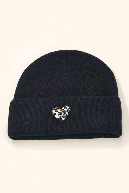 Bonnet à revers écusson cœur léopard MJ306SD