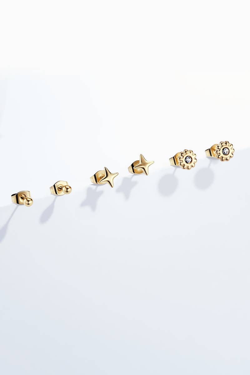 Ball, star, and flower stud earrings 124RX131