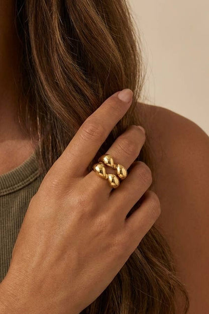 Bague multi-bandes bombées en acier inoxydable 424AQ376