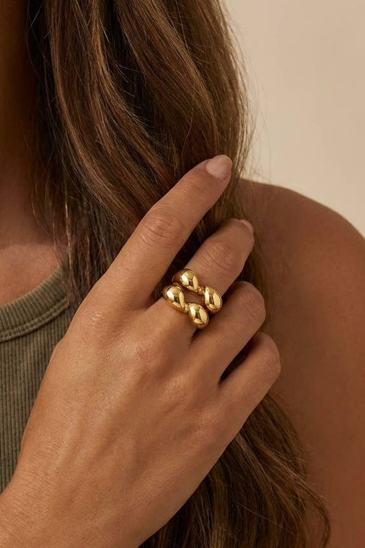 Bague multi-bandes bombées en acier inoxydable 424AQ376