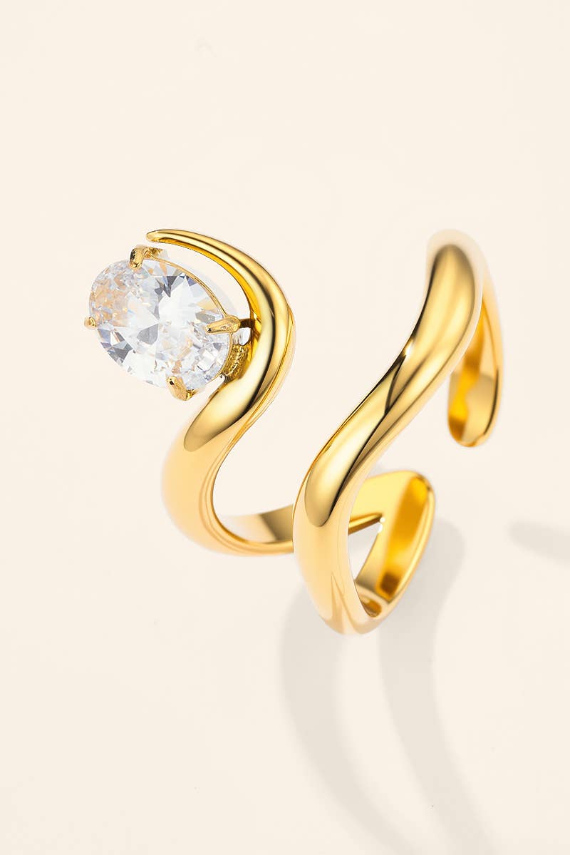 Intertwined stainless steel solitaire ring 424AQ348