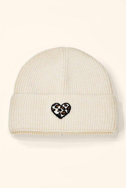Bonnet à revers écusson cœur léopard MJ306SD