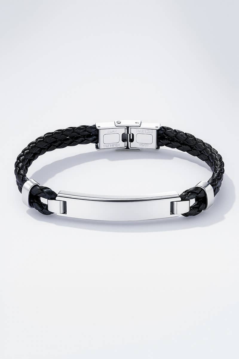 Leather and stainless steel bracelet 324OP71